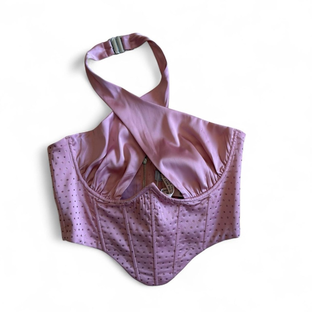 Princess Polly Pink silk/satin rhinestone corset top nwt